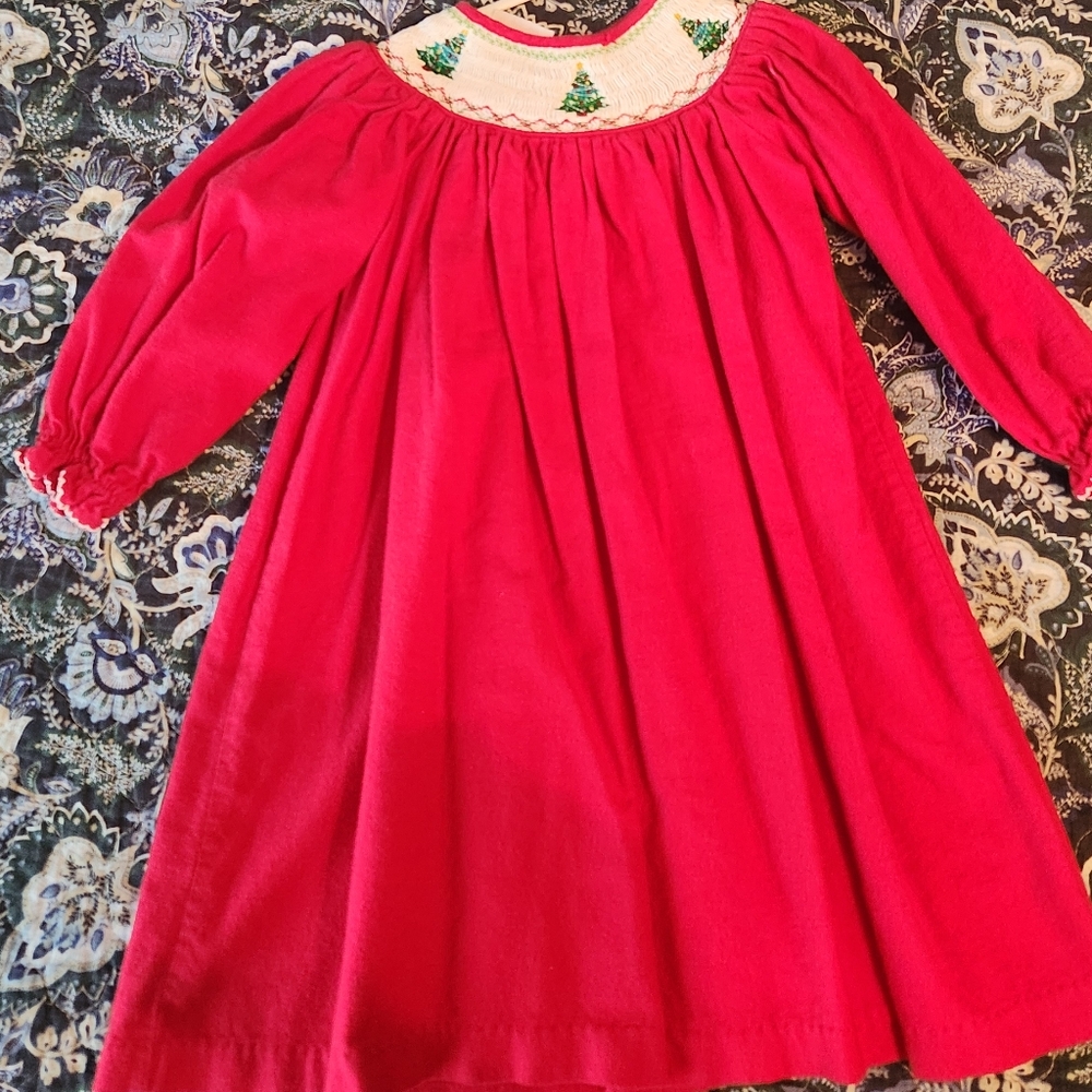 2T Beautiful Smocked Christmas Tree Dress